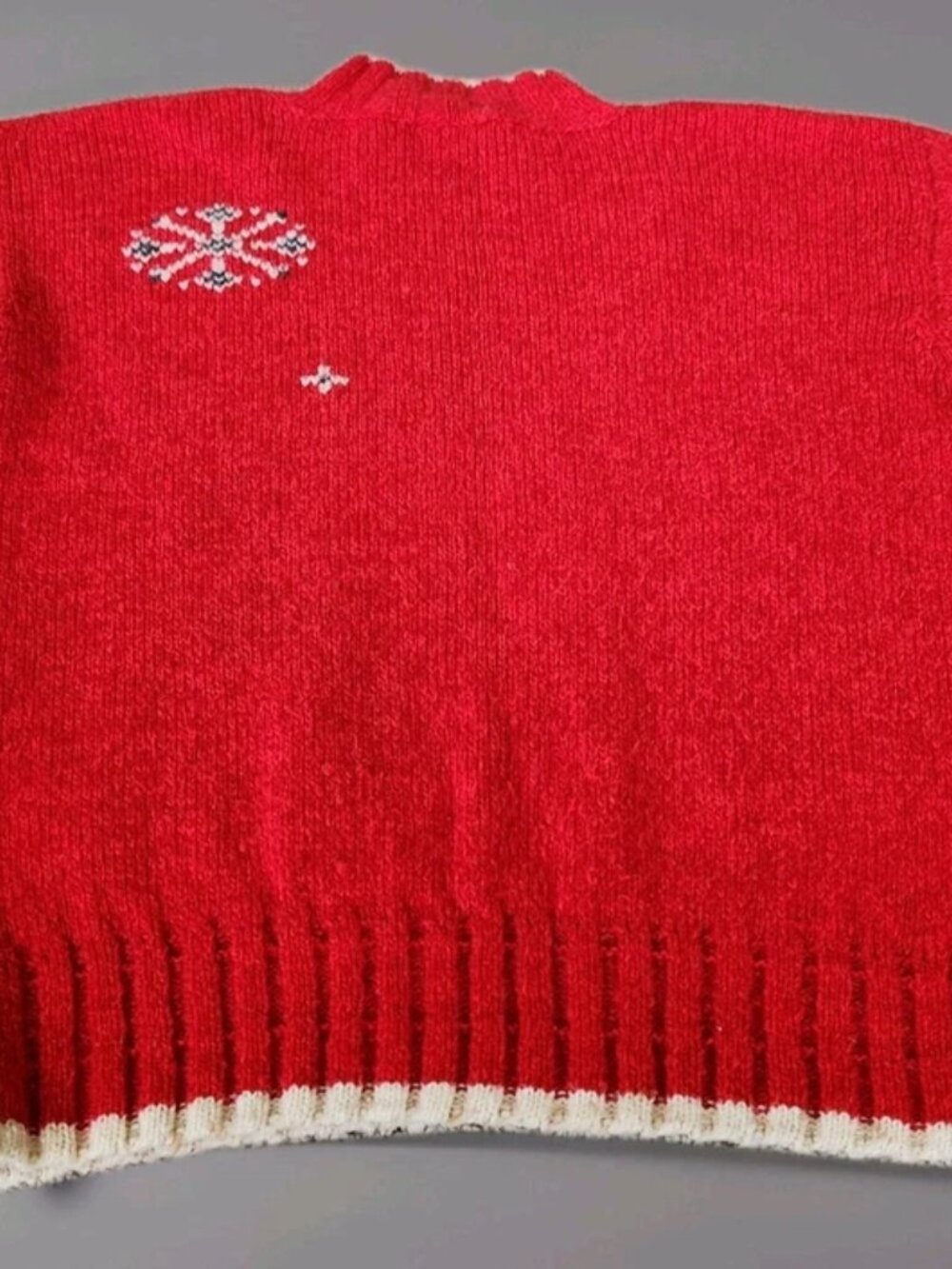 Vintage 90's LizWear Liz Claiborne Red Chunky Knit Ski Sweater W/Snowflakes Sz L - Picture 12 of 15